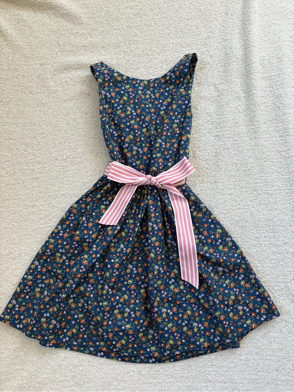 Ralph Lauren Girls Floral Dress Size 6 Navy Cotton Sleeveless Easter Spring